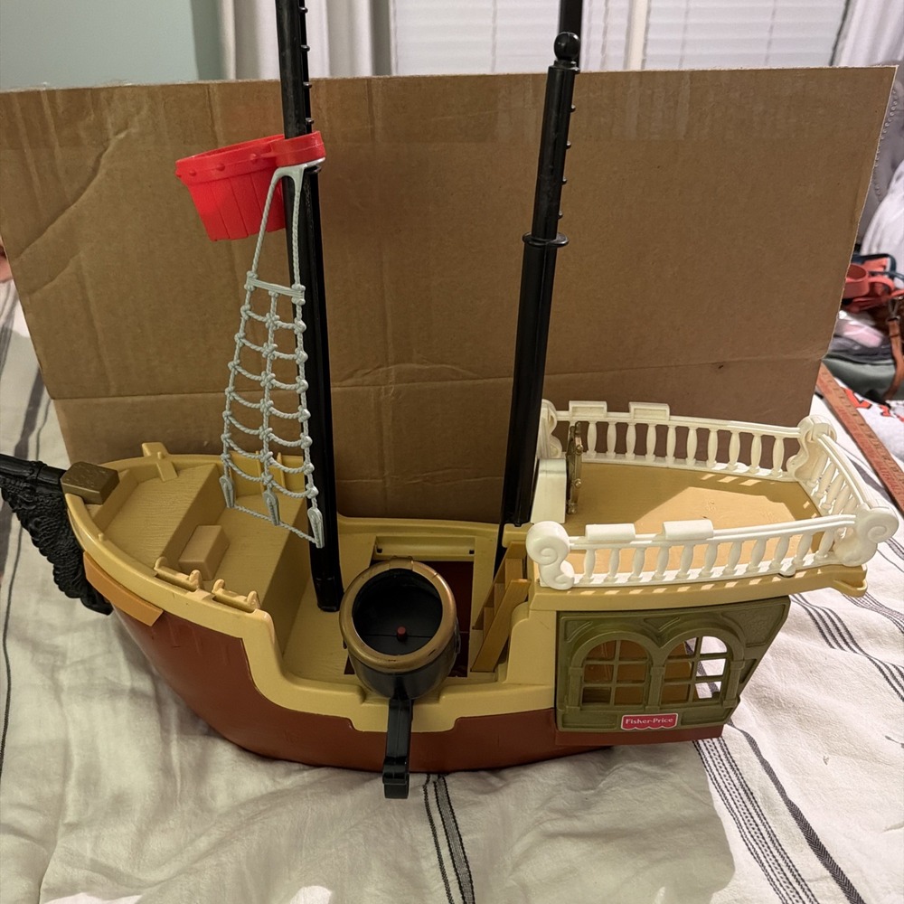 Vintage 1994 Fisher-Price Pirate Ship Toy Playset Adventure Boat Rare